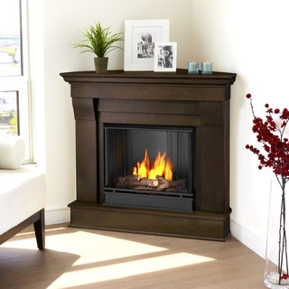 Real Flame Chateau Dark Walnut Finish 40.94 in. L x 25.28 in. W x 37.6 in. H Corner Gel Fireplace