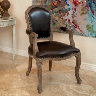 Maryland Brown Bonded Leather Weathered Wood Arm Chair by Christopher Knight Home
