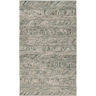 Hand-woven Green/Brown Casual Dunes Wool Rug