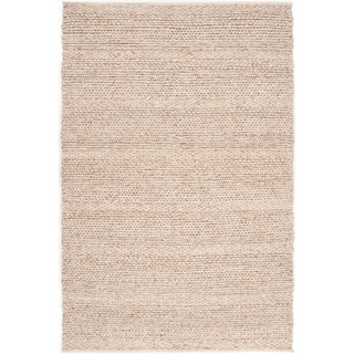Hand-woven Casual Solid Beige Bedford Wool Rug