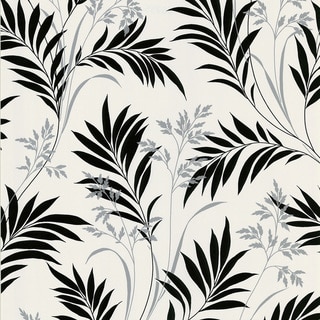 Brewster Black and White Leaves Wallpaper