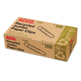 Acco Jumbo Recycled Paper Clips