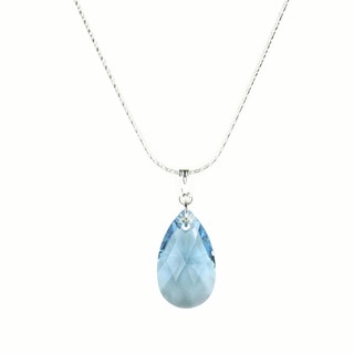 Jewelry by Dawn Large Aquamarine Crystal Pear Sterling Silver Necklace