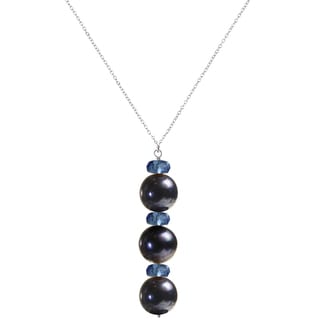 Handmade Ashanti Sterling Silver Black Pearl and Quartz Necklace (Sri Lanka)