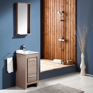 Fresca Allier 16-inch Grey Oak Modern Bathroom Vanity with Mirror