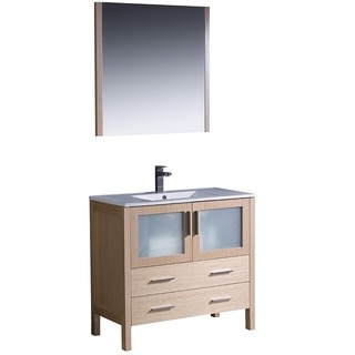 Fresca Torino 36-Inch Light Oak Modern Bathroom Vanity with Vessel Sink and Faucet
