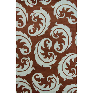 Filament Brown Abstract Wool Rug (5' x 7'6)