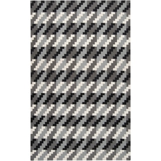 Hand-woven Tolleson Houndstooth Grey Wool Rug