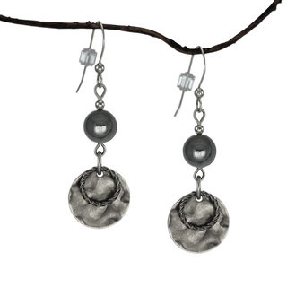 Jewelry by Dawn Hematite With Hammered Double Drop Earrings