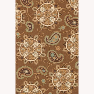 Hand-hooked Charlotte Light Brown Rug (7'6 x 9'6)