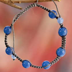 Handcrafted Blue Chalcedony 'Blissful Harmony' Bracelet (India)