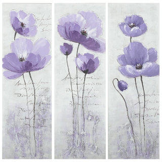 Safavieh Works of Art Purple Poppy 3-piece Canvas Art