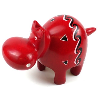 Handcrafted Red Soapstone Hippo (Kenya)