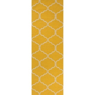 Handmade Flat Weave Yellow Wool Runner (2'6 x 8')