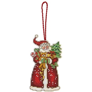 Susan Winget Santa Ornament Counted Cross Stitch Kit-2-3/4"X4-3/4" 14 Count Plastic Canvas