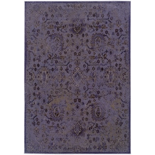Over-dyed Distressed Traditional Purple/ Beige Area Rug (Multiple Size Options)