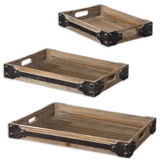 Uttermost Fadia Distressed Wood Trays (Set of 3)
