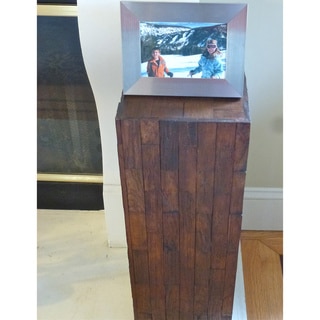 24-Inch Reclaimed Teak Wood Checkered Accent Table (Thailand)
