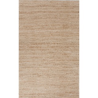 Natural Traditional Solid Jute/Cotton Beige/Brown Rug (5' x 8')