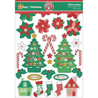 25 Days Of Christmas Silhouettes Die-Cuts 328/Pkg-Assortment Of Printed, Kraft & Glitter