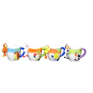 Threestar Assorted Color Hanging Animal Coffee Mugs/ Tea Cups (Set of 4)