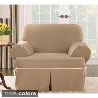Sure Fit Contrast Cord Duck Cocoa Chair T-Cushion Slipcover