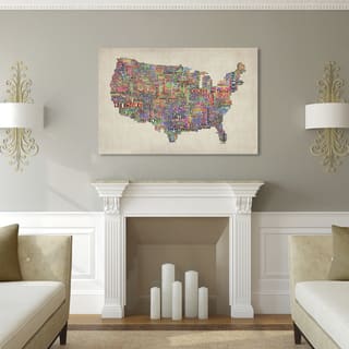 Michael Tompsett 'US Cities Text Map VI' Canvas Art