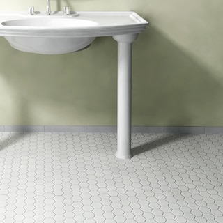 SomerTile 10.5x11-inch Victorian Hex Glossy White Porcelain Mosaic Floor and Wall Tile (Pack of 10)