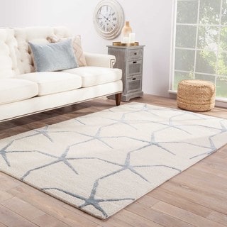 Transitional Ivory/ White Wool/ Silk Tufted Rug (8' x 11')