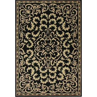 Alliyah Handmade Black New Zealand Blend Wool Rug (5' x 8')