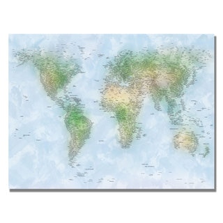 Michael Tompsett 'Watercolor Cities World Map' Canvas Art