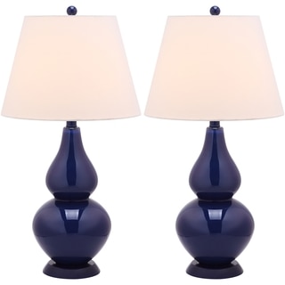 Safavieh Lighting 26.5-inch Cybil Double Gourd Navy Table Lamps (Set of 2)