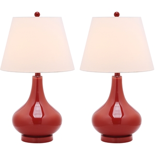 Safavieh Lighting 24-inch Amy Gourd Glass Red Table Lamps (Set of 2)
