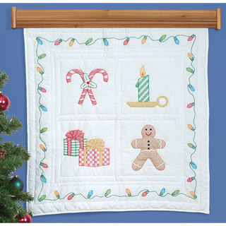 Stamped White Wall Or Lap Quilt 36"X36"-Christmas Window
