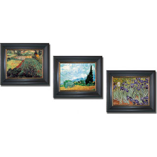 Vincent Van Gogh 'Poppies, Wheatfield, and Iris Garden' Framed 3-piece Canvas Art Set