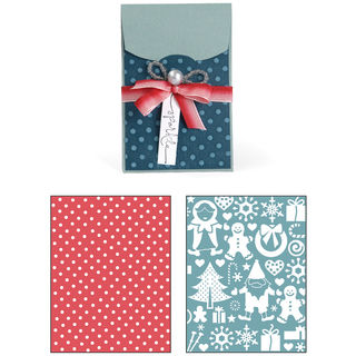 Sizzix Bigz XL/Bonus Textured Impressions By Basic Grey-Nordic Holiday Gift Card Holder, Village