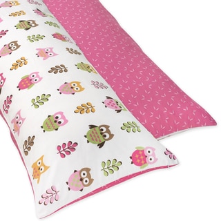 Sweet JoJo Designs Pink Happy Owl Full Length Double Zippered Body Pillow Case Cover