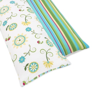 Sweet JoJo Designs Turquoise and Lime Layla Full Length Double Zippered Body Pillow Case Cover