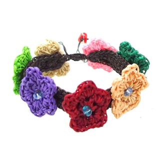 Floral Galore Multicolor Chrochet Cotton Wax Rope Bracelet (Thailand)