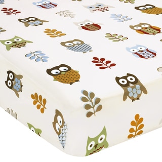 Sweet JoJo Designs Night Owl Print Fitted Crib Sheet