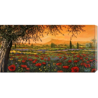 Global Gallery Tebo Marzari 'Pianura in fiore' Stretched Canvas Art