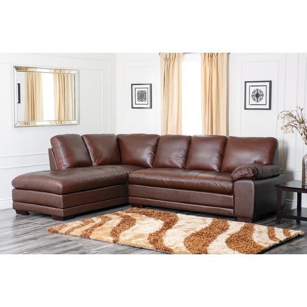Abbyson Cooper Top Grain Leather Sectional