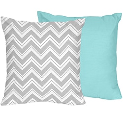Sweet JoJo Designs Turquoise and Grey Zig Zag Decorative Accent Throw Pillow