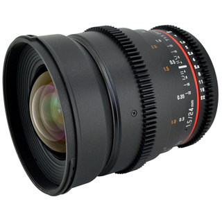 Rokinon 24mm T1.5 Cine Wide Angle VDSLR Lens with De-clicked Aperture