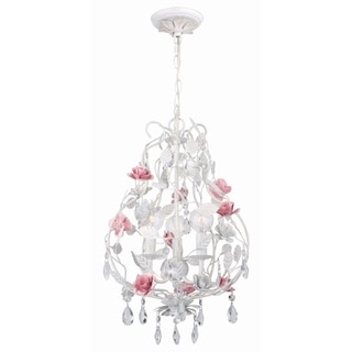 Crystorama Transitional Antique White 3-light Chandelier