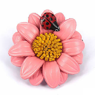 Lady Bug Kiss Leather Floral 2 in 1 Hairpin or Brooch (Thailand)