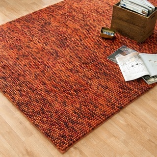 Hand-woven Avani Rust/ Brown New Zealand Wool Rug