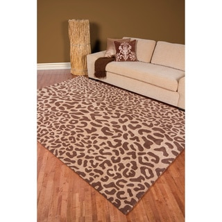 Hand-tufted Leopard Brown Wool Rug (5' x 8')
