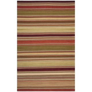 Safavieh Tapestry-woven Striped Kilim Village Red Wool Rug (8' x 10')
