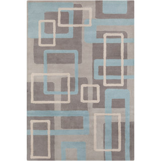 Allie Handmade Geometric Gray/Blue Wool Rug (5' x 7' 6")
